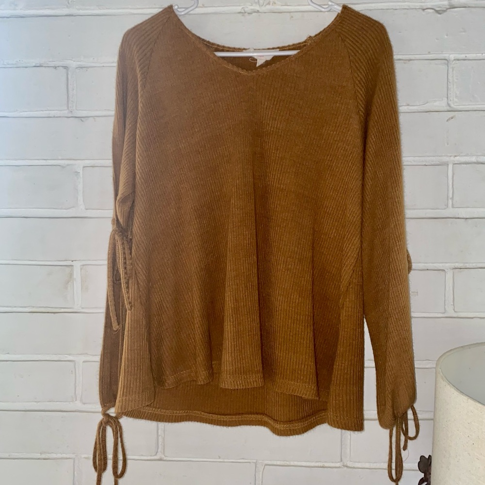Mustard Brown Ribbed Sweater